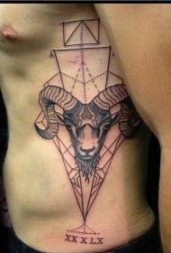 side rib geometry black and white scorpion tattoo pattern