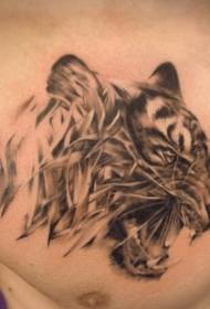padrão de tatuagem de cabeça de tigre mágico no peito dos homens