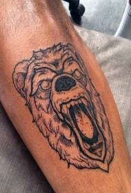náčrt štýl čierna medveď hlava tetovanie vzor