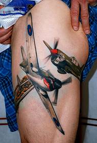 Noga Tattoo Fighter Drugi svjetski rat uzorak - Tetovaža astronauta u boji nogu