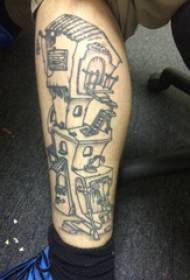 Bygge tatoveringer for menns ben på svarte bygger tatoveringsbilder