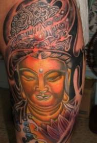 Uyluk Buda baş ve lotus dövme deseni