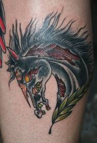 Black Zombie Horse Head Tattoo Pattern