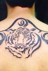 back tribal totem and tiger head tattoo pattern