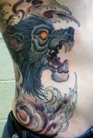 modello del tatuaggio del lupo mannaro malvagio colorato vecchia scuola della vita