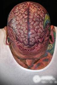 men's head horror brain flower tattoo picture