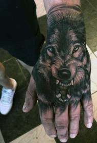 reális fekete szürke Farkas fej kézzel vissza tetoválás minta