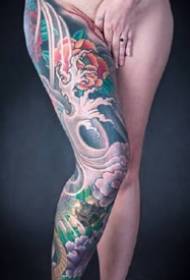 traditional flower leg tattoo - 18 traditional style large flower leg tattoo pattern works