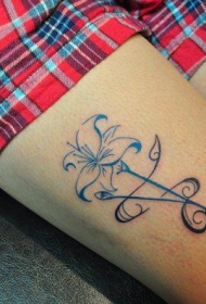 motivo tatuaggio giglio linea gamba