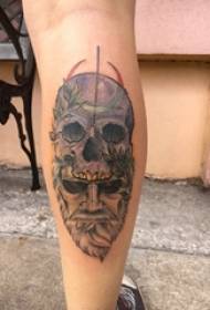 nogi Czarno-biały żądło tatuaż charakter portret tatuaż i czaszka tatuaż obraz