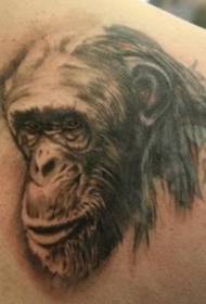 belakang hitam kelabu gaya corak tatu kepala cimpanzi