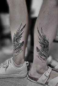情侶腿個性翅膀英式紋身圖案