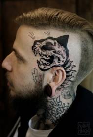 kichwa cha mtu ajabu dinosaur mfupa tattoo muundo