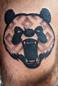 Uewerschenkel prächteg schwaarz béis Panda Kapp Tattoo Muster