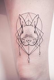 kofshë linja gjeometrike e linjës së lepurit kokë pikë Tattoo model tatuazh