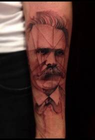 braccio nero di vecchia scuola modello europeo e americano tatuaggio ritratto