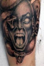 Increíble patrón de tatuaje de avatar de medusa monstruo gris negro