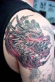 vállán dühös sárkány fej tetoválás minta
