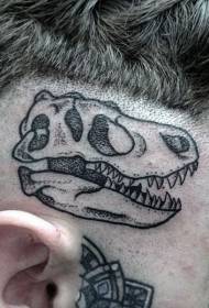 cap negru cocoțând model de tatuaj de craniu dinozaur amuzant