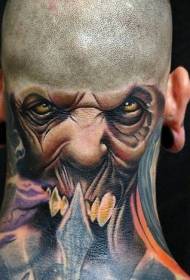 patrón de tatuaje de avatar de monstruo de color inusual cabeza