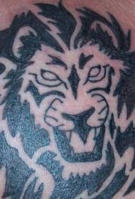 黑獅子頭紋身圖案