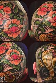 hoofd persoonlijkheid gekleurde slang bloem tattoo foto