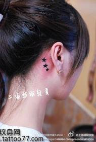 modello di tatuaggio ragazza - modello di tatuaggio stella a cinque punte dell'orecchio