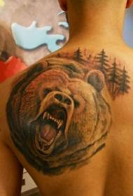 terug brullende beer tattoo patroon