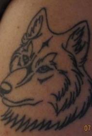minimalistische zwarte lijn wolf hoofd tattoo patroon
