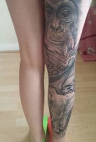 Tattoo noge djevojke noge slon i majmun slike tetovaže