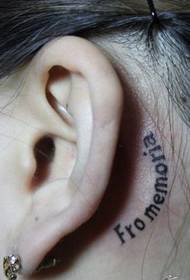 頭部紋身圖案：耳圖騰文字紋身圖案