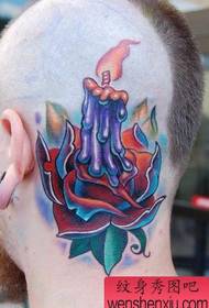 kopf tattoo muster: kopf farbe kerze rose tattoo muster