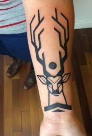 arm jednostavna crna jelena glava geometrijski stil tetovaža uzorak