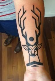 braccio tatuaggio semplice testa di cervo nero stile geometrico