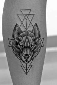 vitello nero classico testa di lupo geometrica gioielli modello tatuaggio