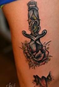 Fashion Dagger Leg Tattoo