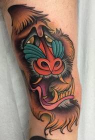 manga style color skull tattoo pattern