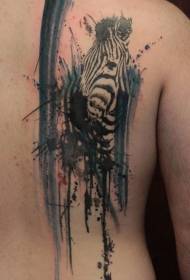 rygsorte plet med cool zebrahoved tatoveringsmønster