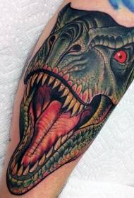 shkollë e re stil realist me ngjyra tatuazhi kokë dinosauri model