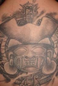 nugaros juodo genties kario avataras tatuiruotės modelis