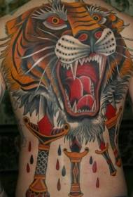 kembali dicat kepala harimau sekolah baru adalah pola tato menusuk belati