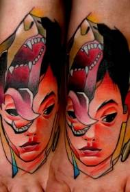 instep warna kartun budak lalaki kalayan pola tattoo monyét