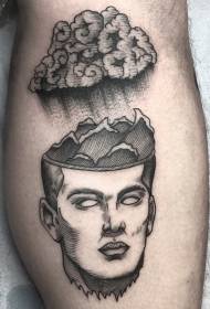 vițel model suprarealist model de tatuaj brainstorm negru