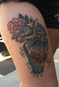 modello di tatuaggio di personalità di moda animale fiore coscia ragazze
