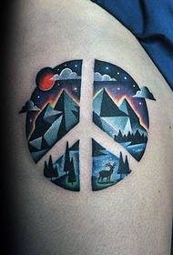 Kāju krāsu kalni un nakts debesu tetovējumu attēli
