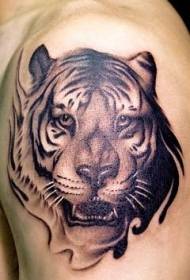 Black Tiger Head Big Arm Tattoo Muster