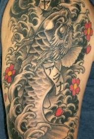 Black Faucet Koi Tattoo Pattern