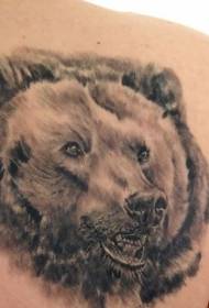 back realistic bear head tattoo pattern