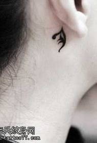 ear small fresh totem tattoo pattern  35499 - head cat five-pointed star tattoo pattern