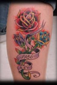 Rose Rose Graphic Leg Tattoo